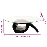 vidaXL Coffee Table with Oval Glass Tabletop High-Gloss White
