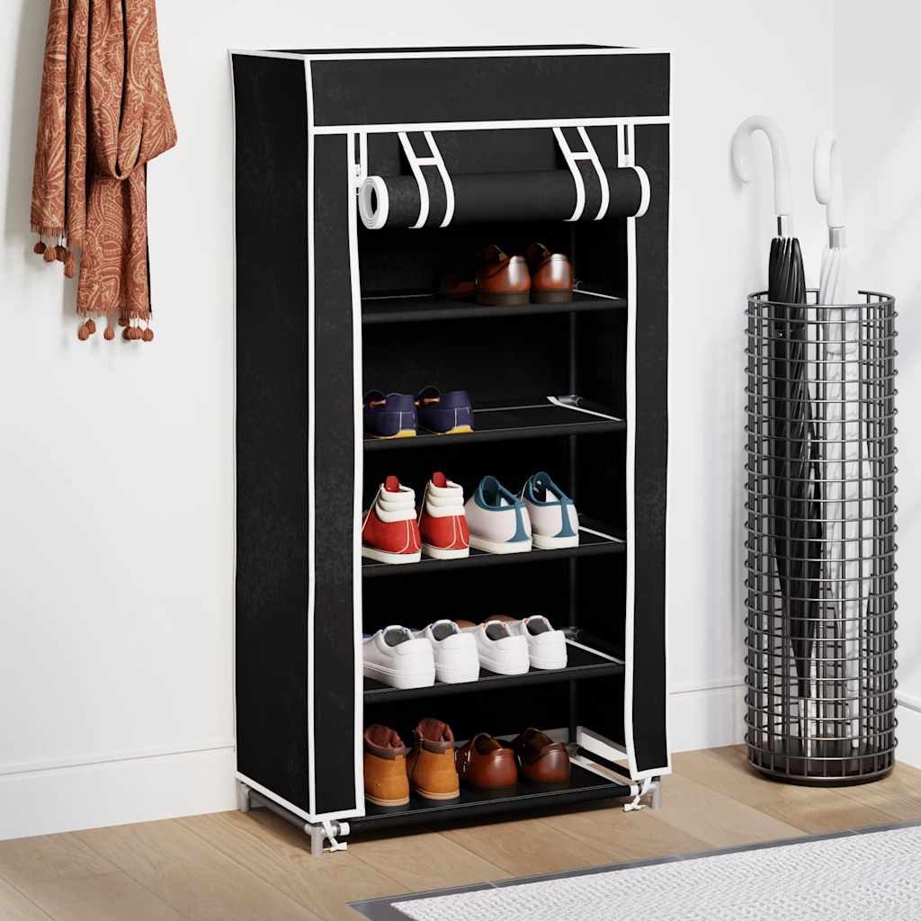 vidaXL Schoenenkast met hoes 58x28x106 stof zwart