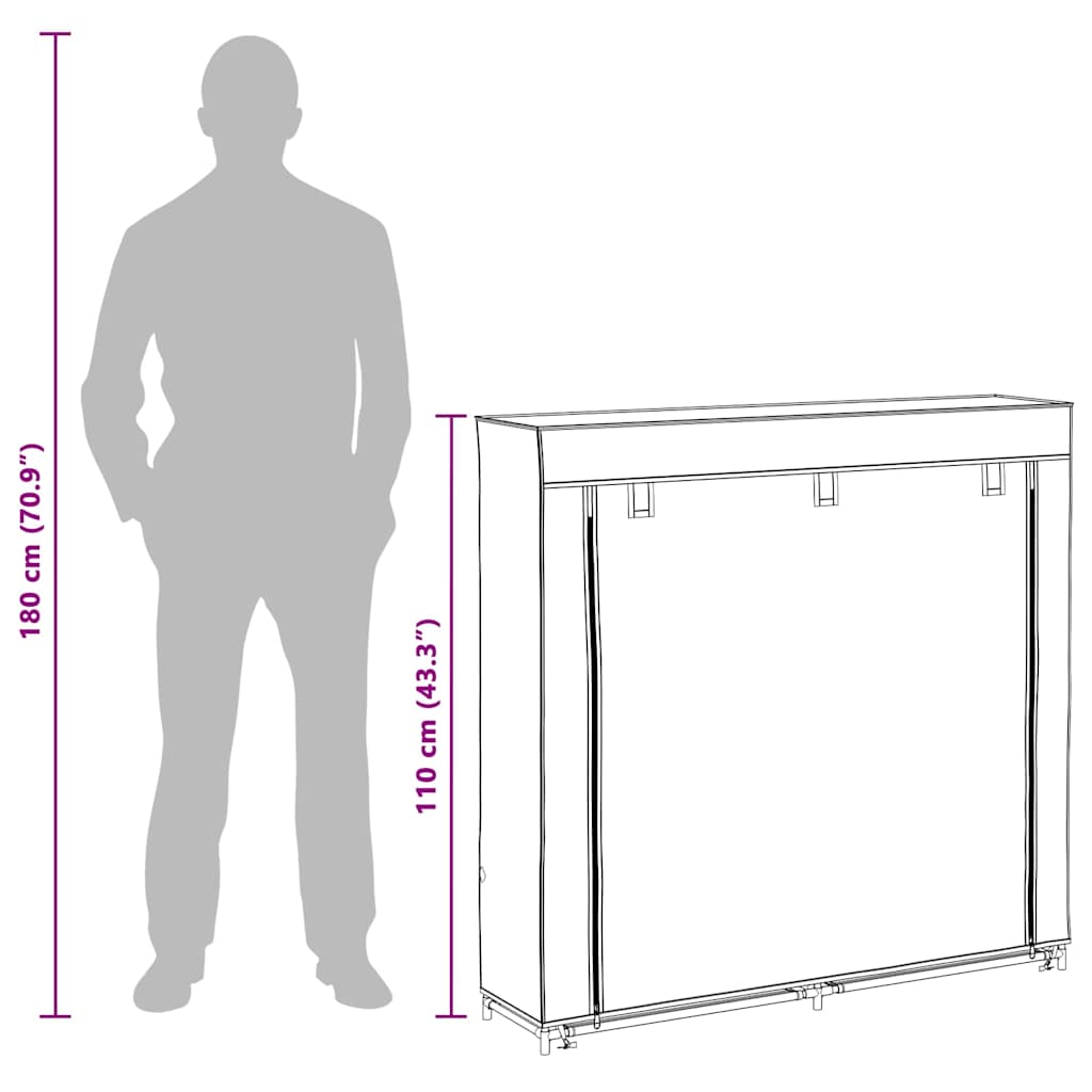 vidaXL Schoenenkast met hoes 115x28x110 stof zwart