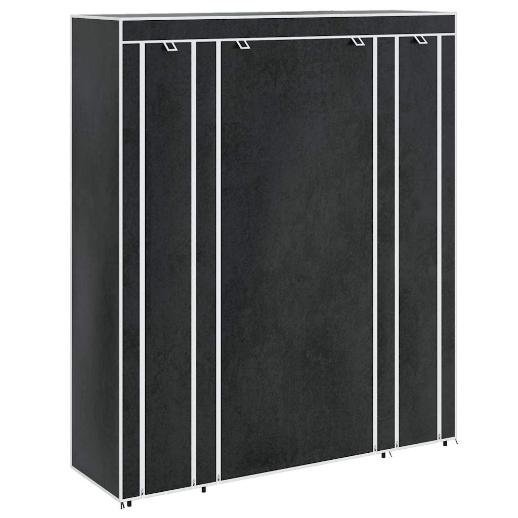 vidaXL Kledingkast met vakken en stangen 45x150x176 cm stof zwart