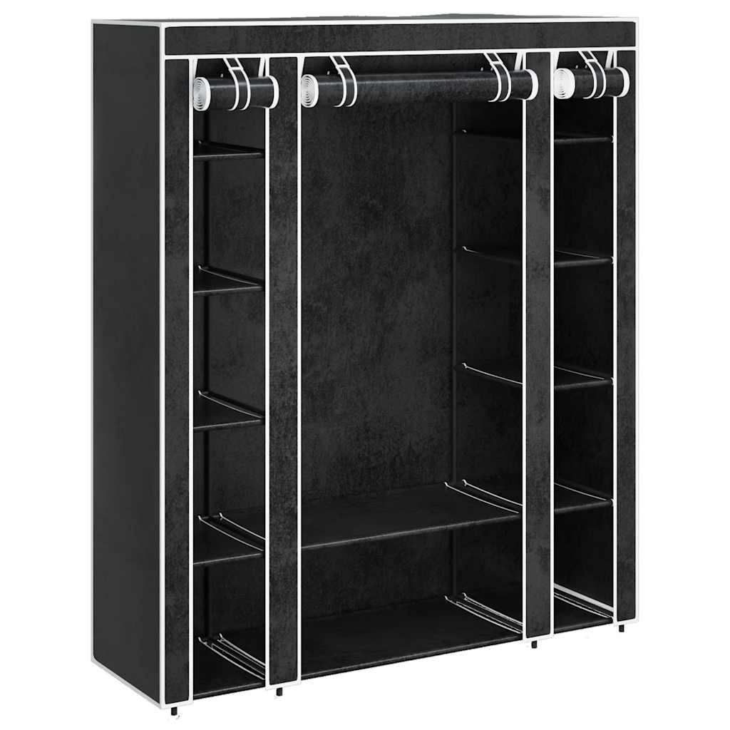vidaXL Kledingkast met vakken en stangen 45x150x176 cm stof zwart