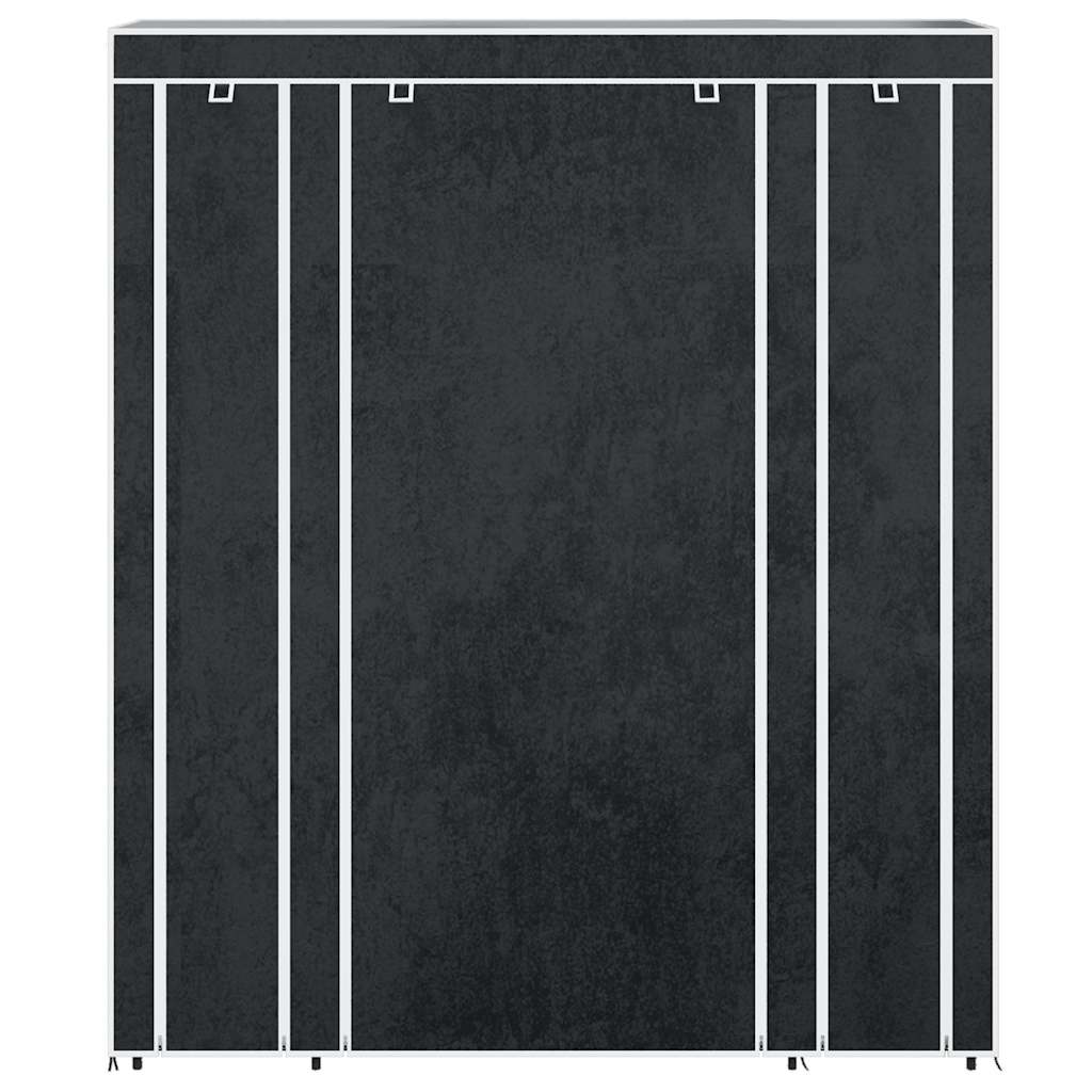 vidaXL Kledingkast met vakken en stangen 45x150x176 cm stof zwart