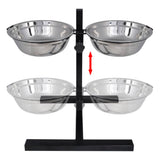 Verstelbare dubbele honden / katten voederbak (2 x 4,1L RVS bakken)
