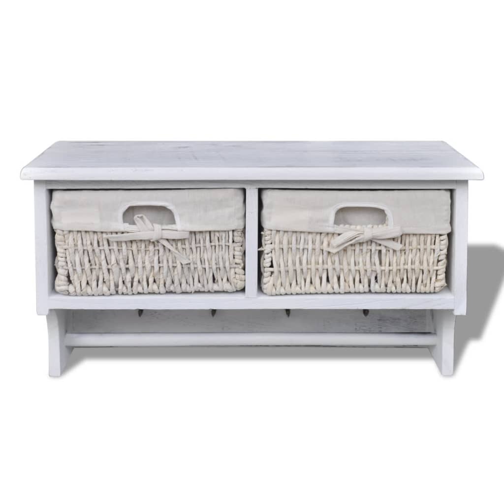 vidaXL Wall Shelf 60x23.5x33 cm Paulownia Wood White