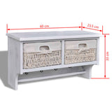 vidaXL Wall Shelf 60x23.5x33 cm Paulownia Wood White