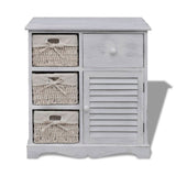 vidaXL Cabinet with 3 Woven Baskets on Left Wood White