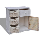 vidaXL Cabinet with 3 Woven Baskets on Left Wood White