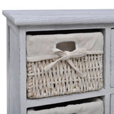 vidaXL Cabinet with 3 Woven Baskets on Left Wood White