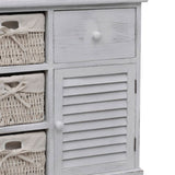 vidaXL Cabinet with 3 Woven Baskets on Left Wood White