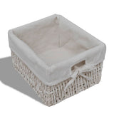 vidaXL Cabinet with 3 Woven Baskets on Left Wood White