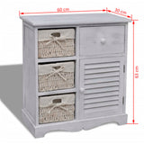 vidaXL Cabinet with 3 Woven Baskets on Left Wood White