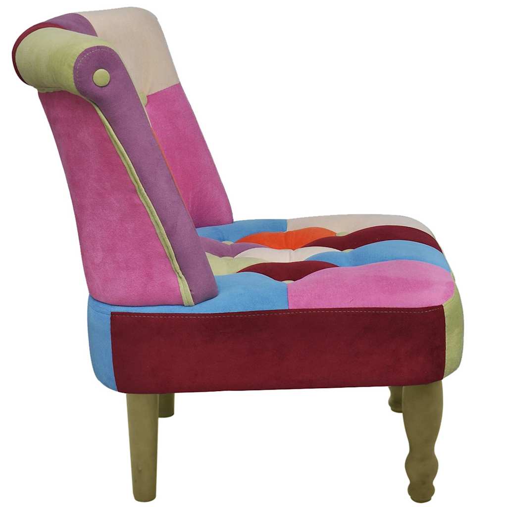 vidaXL Franse stoel met patchwork ontwerp stof