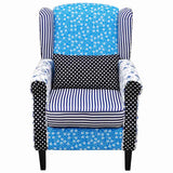 vidaXL Armchair with patchwork fabric blue/grey