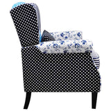 vidaXL Armchair with patchwork fabric blue/grey