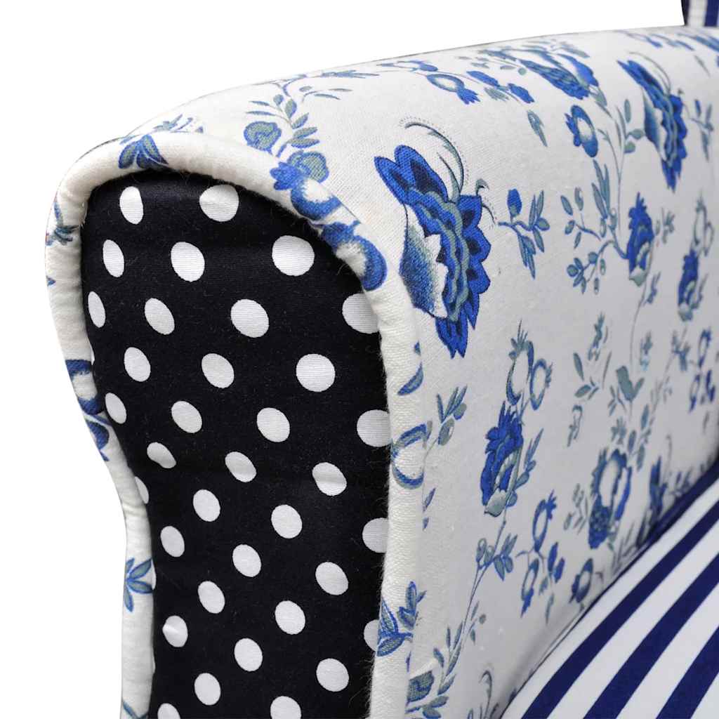 vidaXL Armchair with patchwork fabric blue/grey
