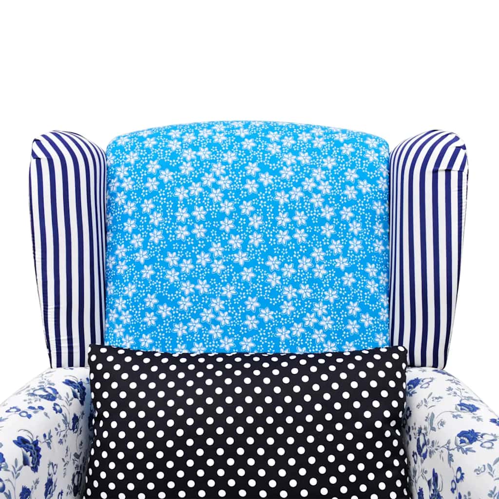 vidaXL Armchair with patchwork fabric blue/grey