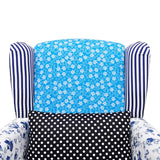vidaXL Armchair with patchwork fabric blue/grey