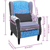 vidaXL Armchair with patchwork fabric blue/grey