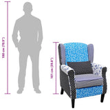 vidaXL Armchair with patchwork fabric blue/grey