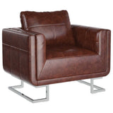 vidaXL Cube Armchair with Chrome Legs Faux Leather Brown
