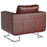 vidaXL Cube Armchair with Chrome Legs Faux Leather Brown