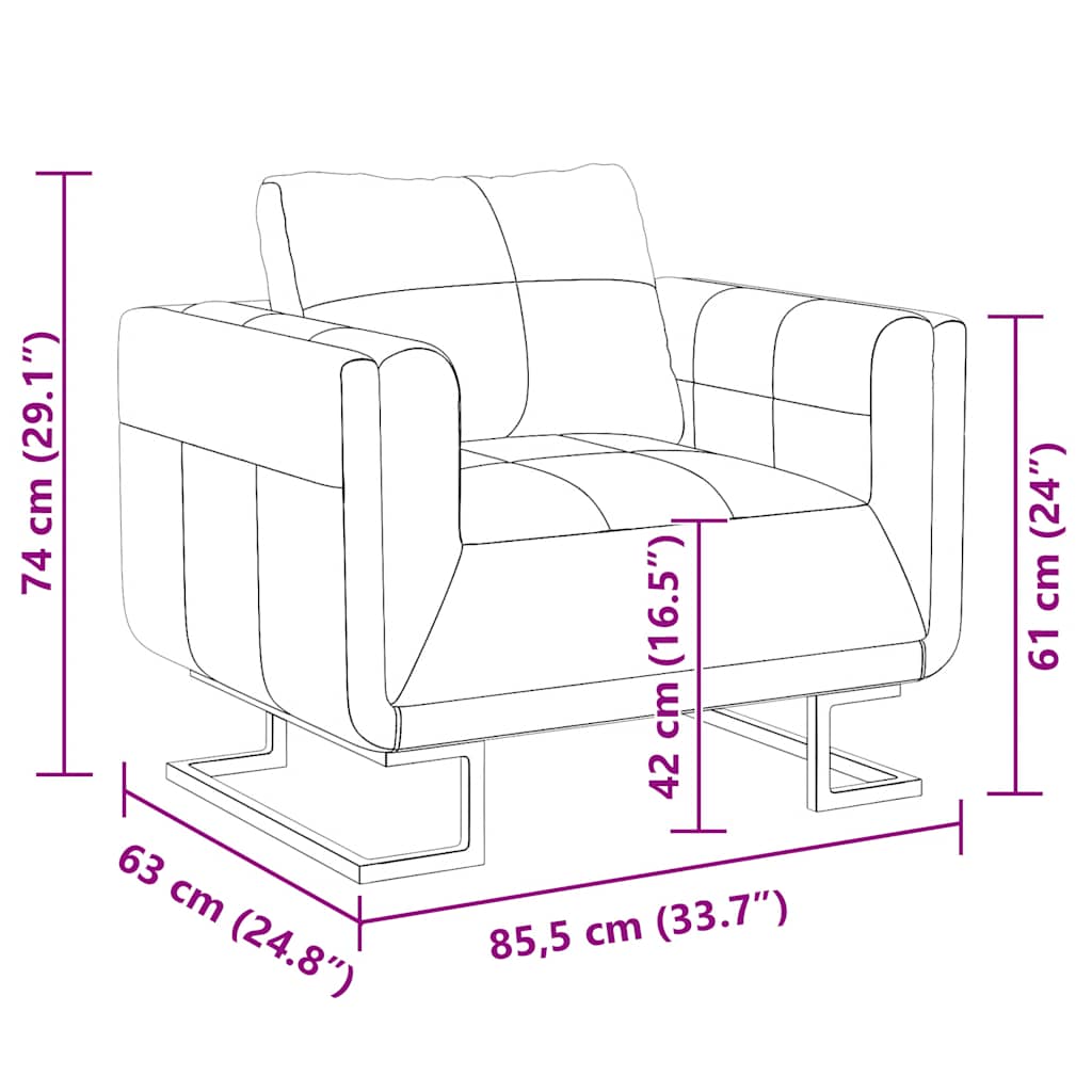 vidaXL Cube Armchair with Chrome Legs Faux Leather Brown