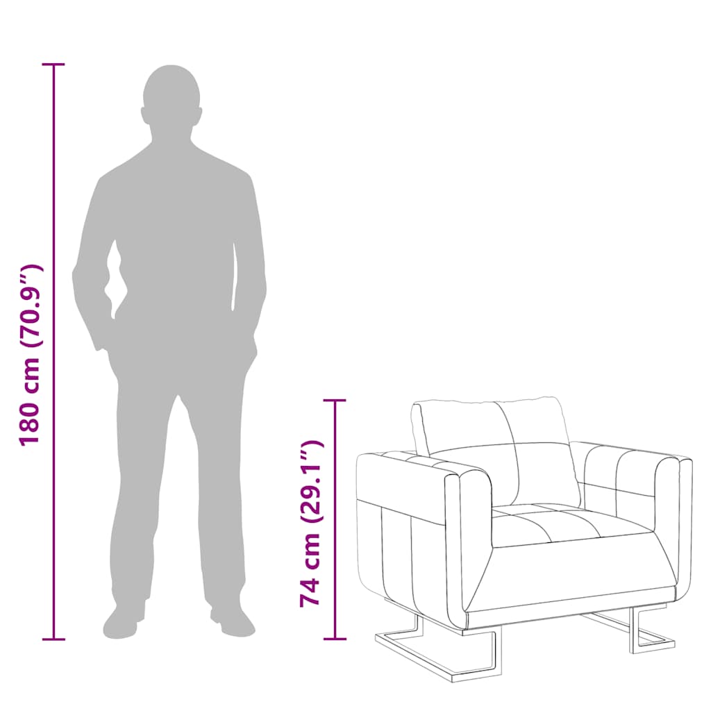 vidaXL Cube Armchair with Chrome Legs Faux Leather Brown
