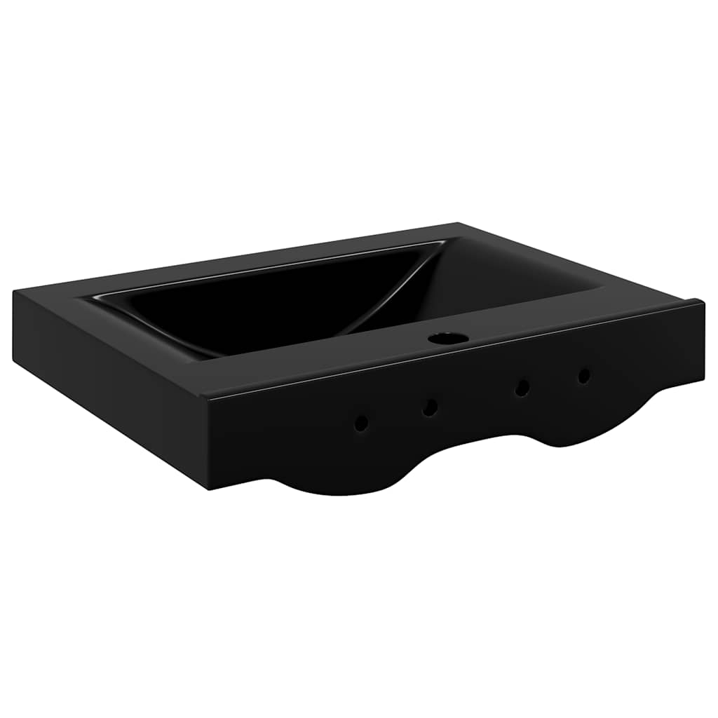 vidaXL Ceramic Rectangular Wash Basin 60x46 cm with Faucet Hole White