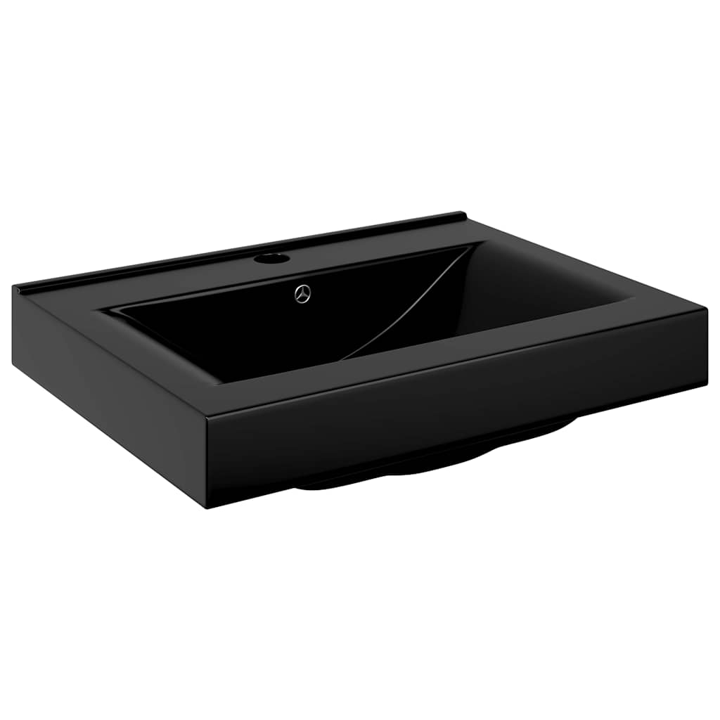 vidaXL Ceramic Rectangular Wash Basin 60x46 cm with Faucet Hole White