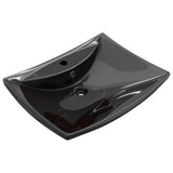 vidaXL Sink with Overflow and Faucet Hole Rectangular Ceramic
