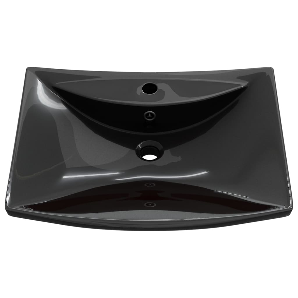 vidaXL Sink with Overflow and Faucet Hole Rectangular Ceramic