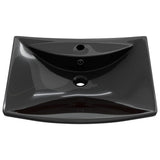 vidaXL Sink with Overflow and Faucet Hole Rectangular Ceramic