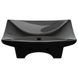 vidaXL Sink with Overflow and Faucet Hole Rectangular Ceramic