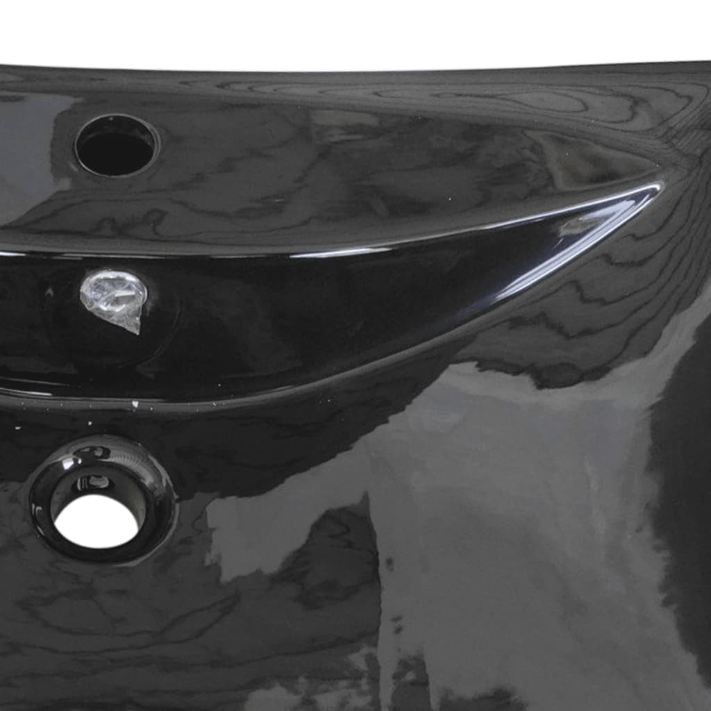 vidaXL Sink with Overflow and Faucet Hole Rectangular Ceramic