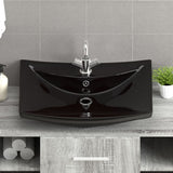 vidaXL Sink with Overflow and Faucet Hole Rectangular Ceramic