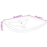 vidaXL Sink with Overflow and Faucet Hole Rectangular Ceramic