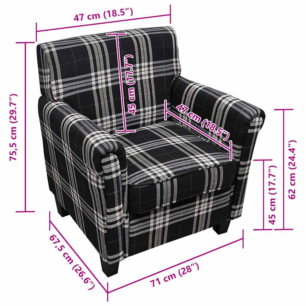 vidaXL Armchair with cushion fabric black