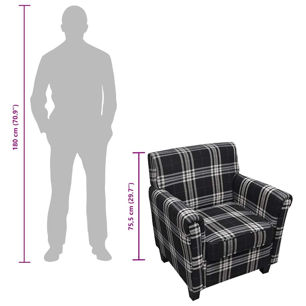 vidaXL Armchair with cushion fabric black