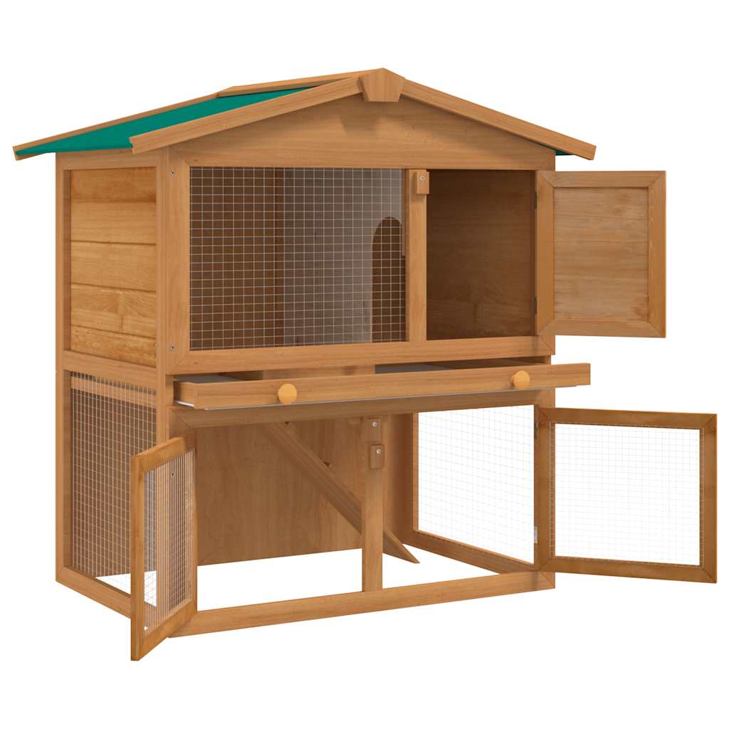 vidaXL Outdoor Rabbit Hutch with 3 Doors Wood