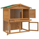 vidaXL Outdoor Rabbit Hutch with 3 Doors Wood