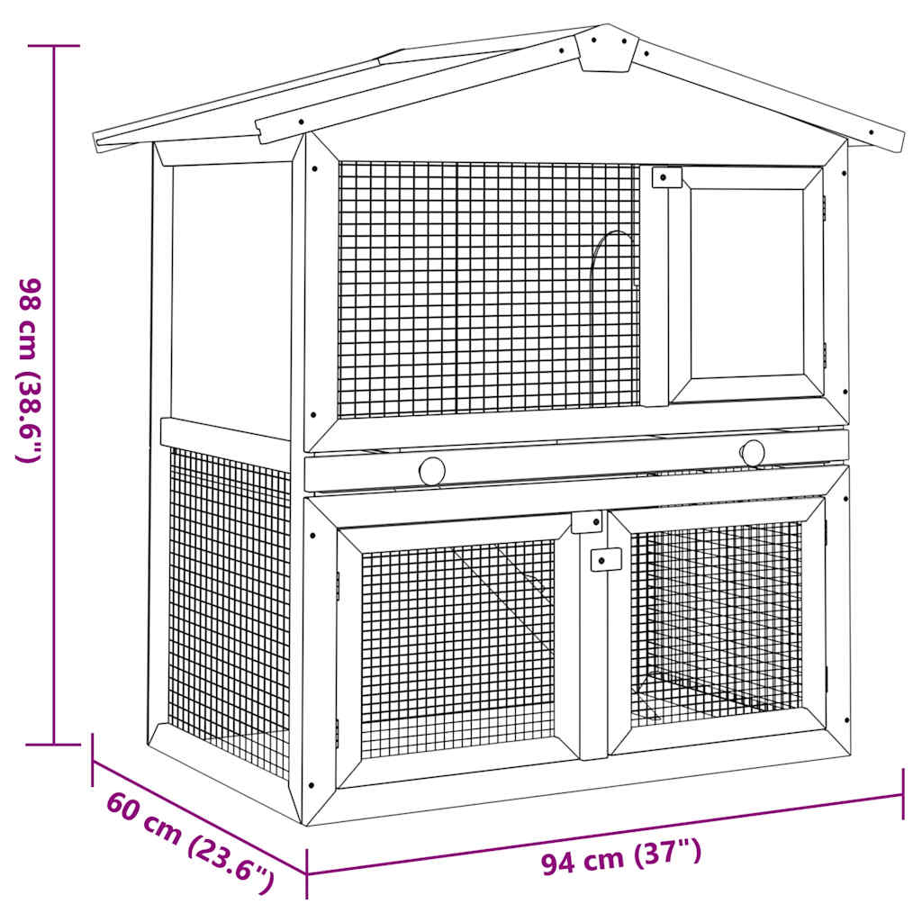 vidaXL Outdoor Rabbit Hutch with 3 Doors Wood