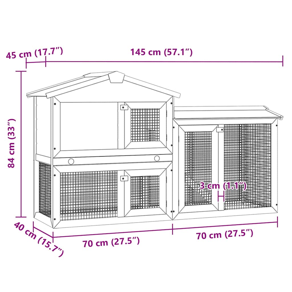 vidaXL Outdoor Rabbit Hutch Large Wood