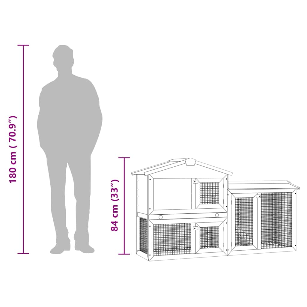 vidaXL Outdoor Rabbit Hutch Large Wood