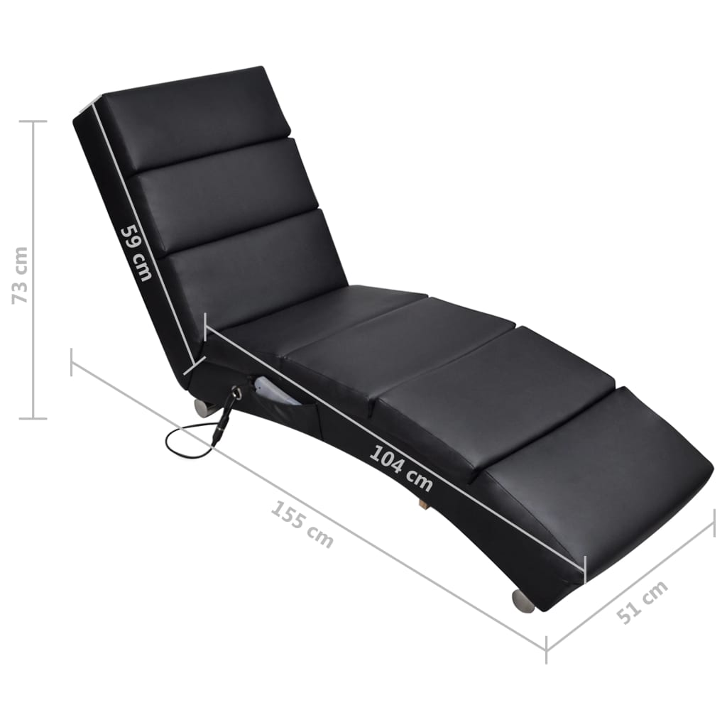 vidaXL Massage Lounger Artificial Leather Black