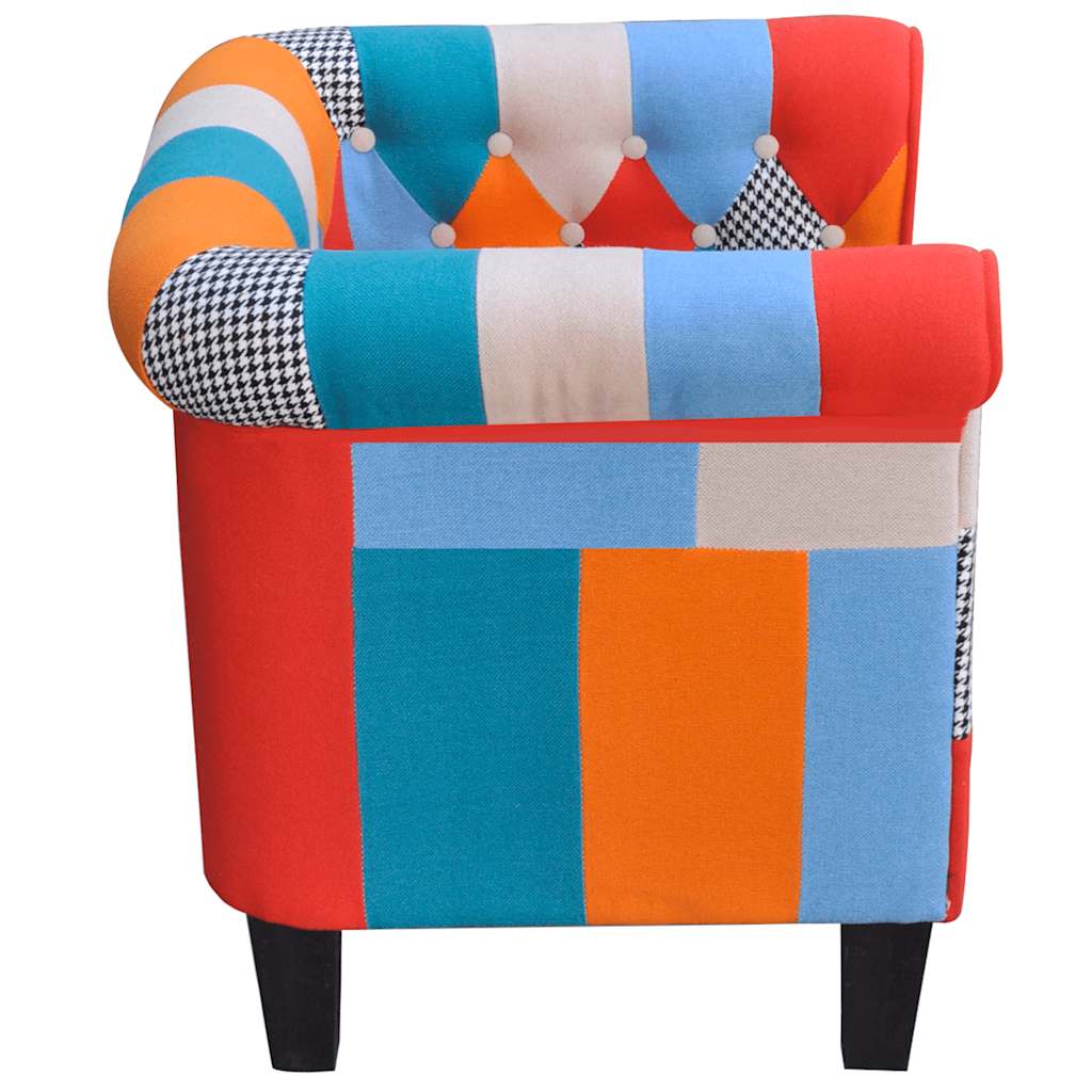 vidaXL Armchair with patchwork fabric multicolour
