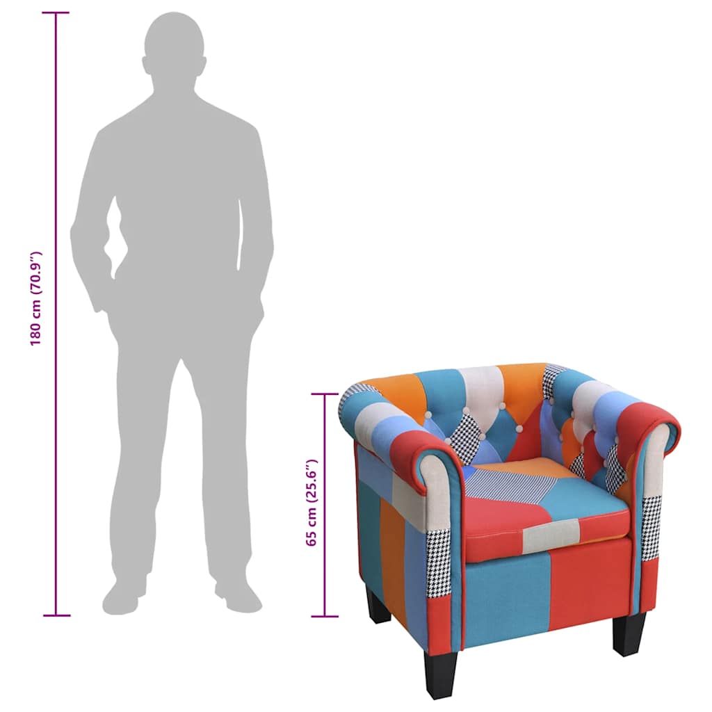 vidaXL Armchair with patchwork fabric multicolour