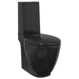 vidaXL Toilet round with bottom outlet ceramic black