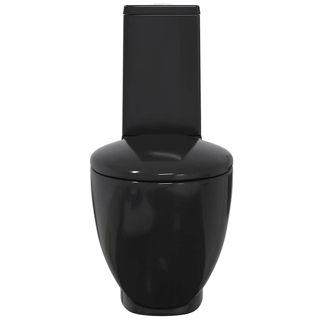 vidaXL Toilet round with bottom outlet ceramic black