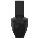 vidaXL Toilet round with bottom outlet ceramic black