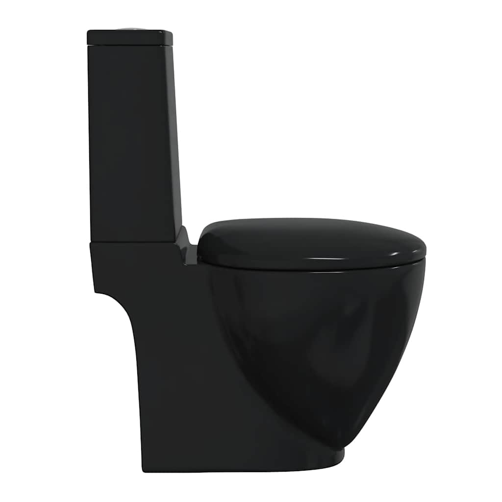 vidaXL Toilet round with bottom outlet ceramic black